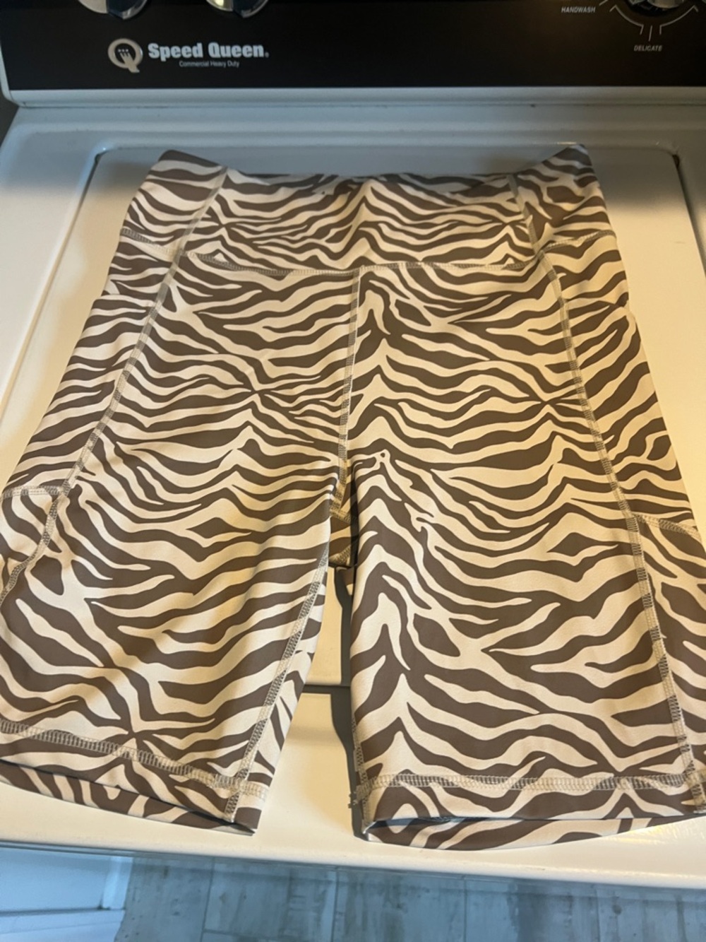 Tuckernuck Women’s Zebra-Print Brown and Cream Athletic Shorts